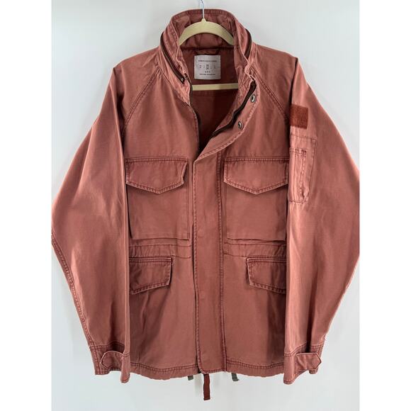 Urban Outfitters Mens Cargo Jacket Utility Terracotta Canvas Medium Large - Picture 1 of 7